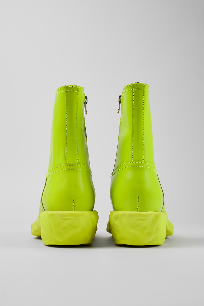 Back view of Venga Green Leather Zip Bootie