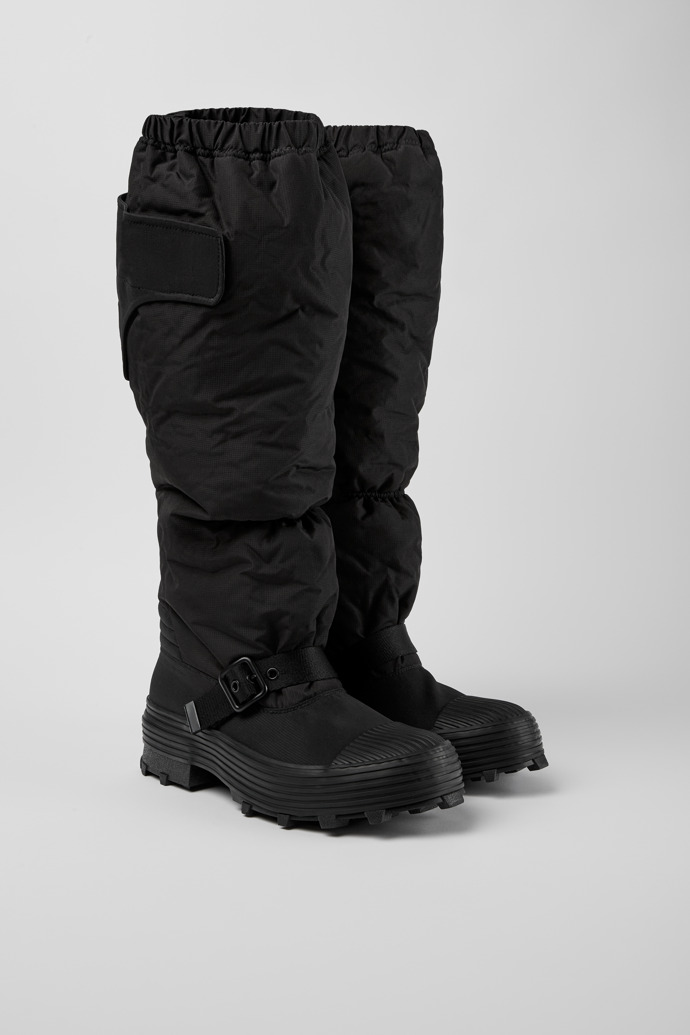 Front view of Traktori Black padded high boots
