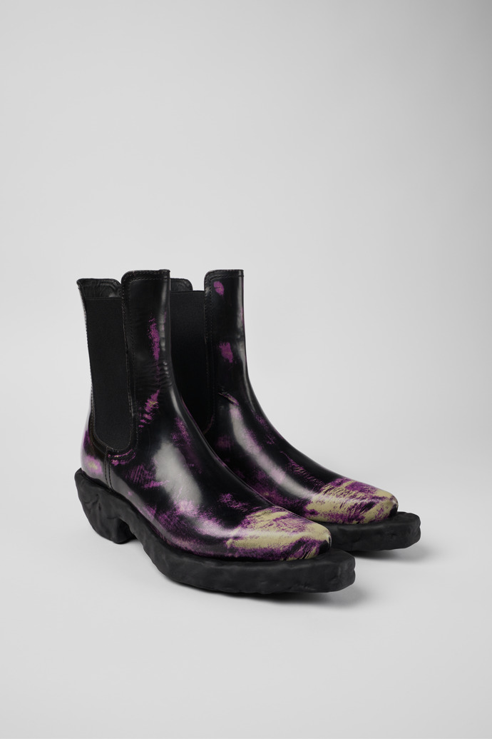 Front view of Venga Three-toned brushed leather boots