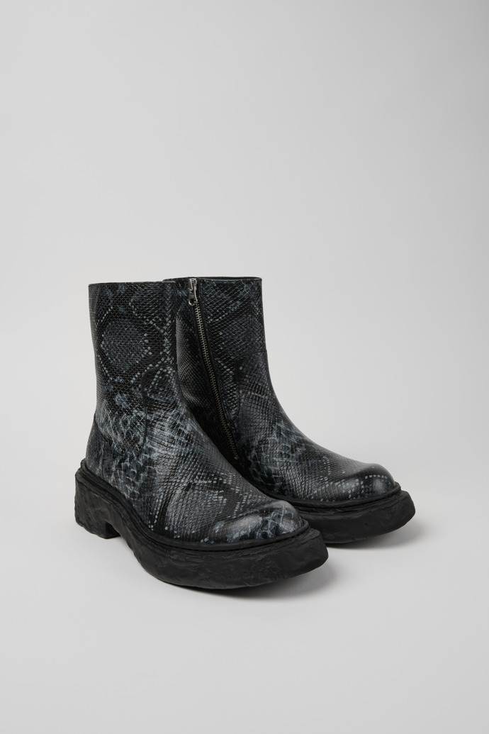 Vamonos Bottes en cuir gris-noir