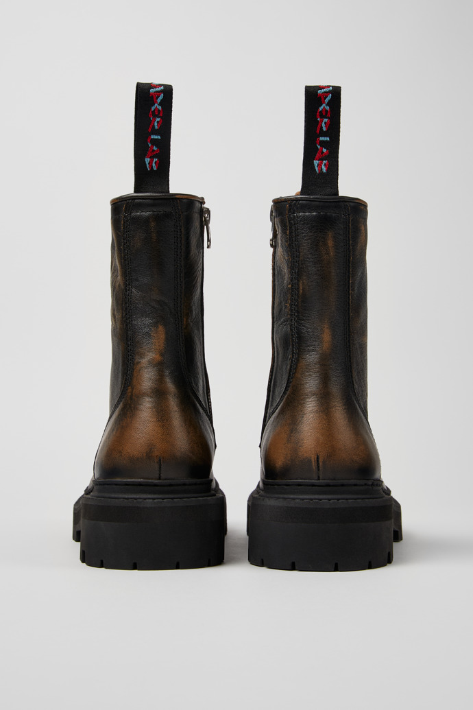 Back view of Eki Three-Toned Brushed Leather Boots