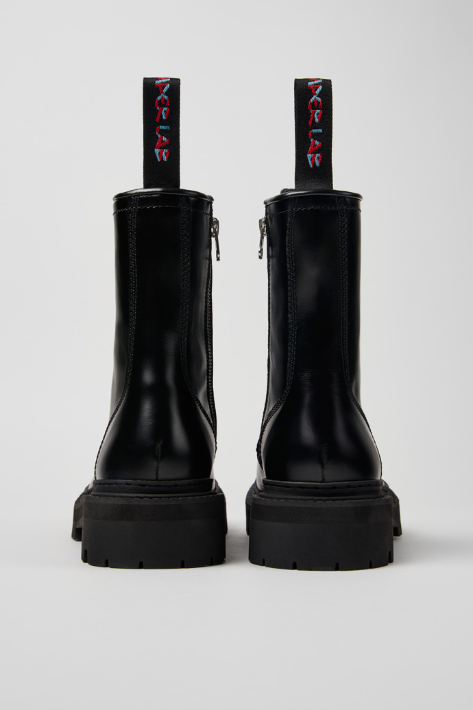Back view of Eki Black Leather Boots