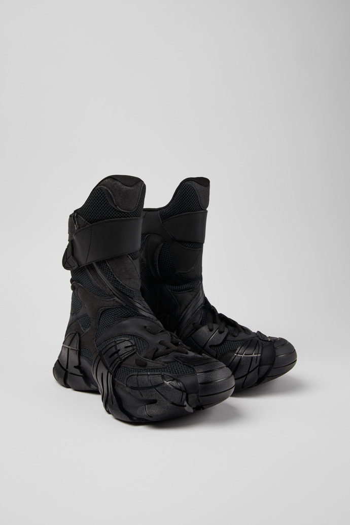 Front view of Tormenta Black Textile Boots