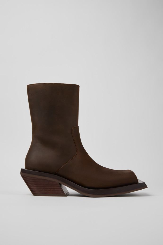 Side view of Quetal Brown Nubuck Boots