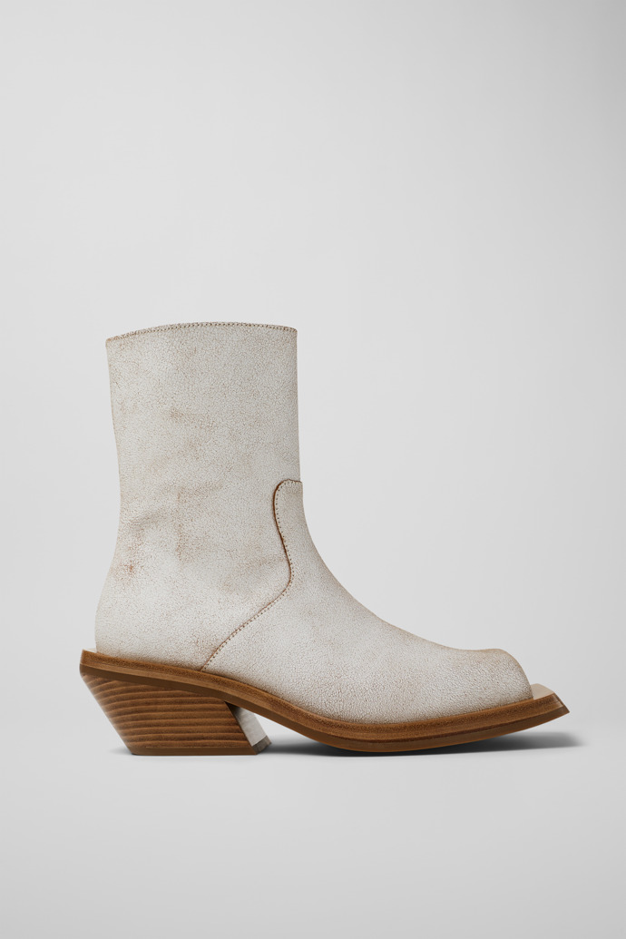 CAMPERLAB QUETAL Witte laars van craquelélook leer