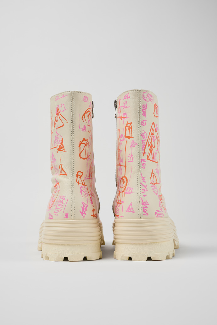 Back view of Traktori x Lea Colombo #3 Customized white leather boots