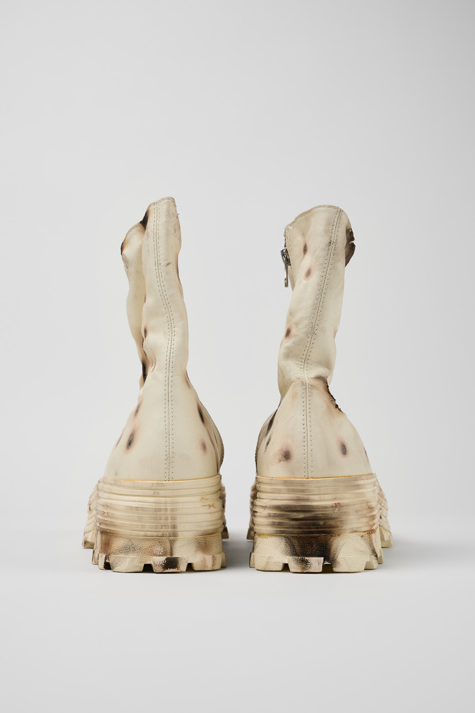 Back view of Traktori x Ivana Vladislava #6 Customized white leather boots