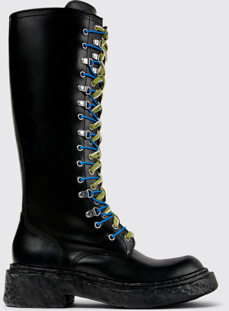Side view of CAMPERLAB VAMONOS Black Leather High Boots