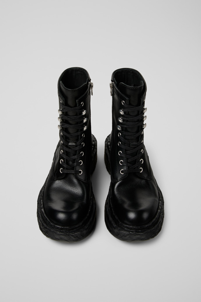 Overhead view of CAMPERLAB VAMONOS Black Leather Medium Boots