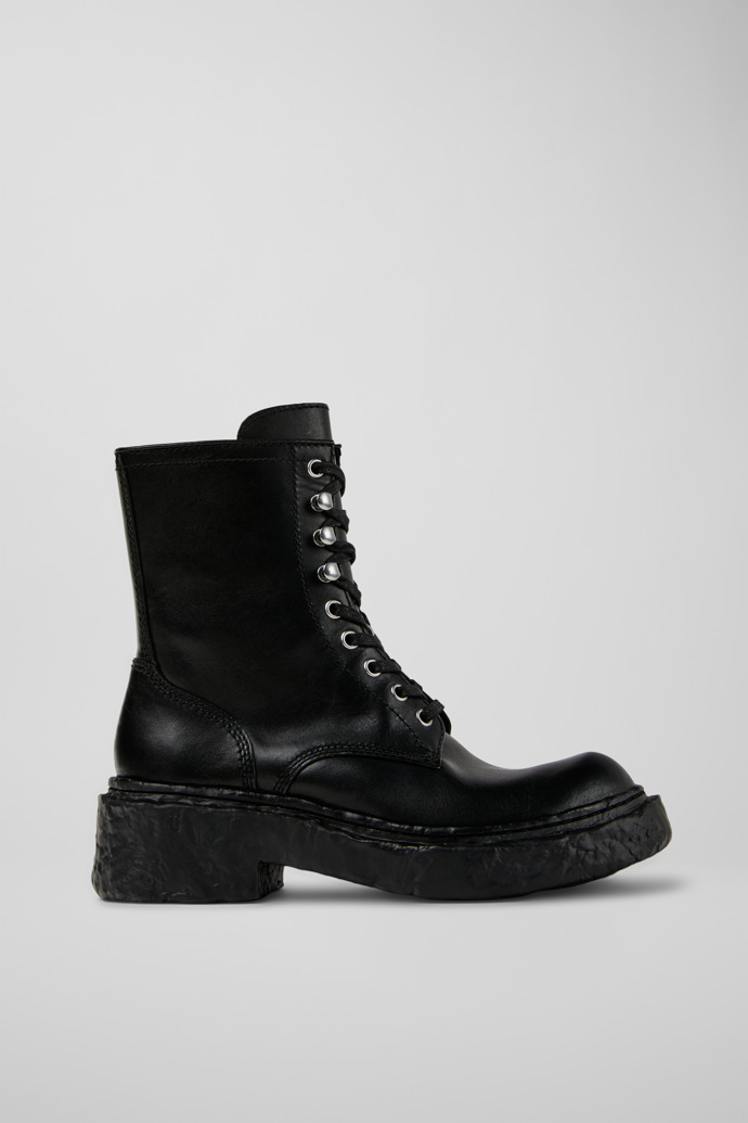 Side view of CAMPERLAB VAMONOS Black Leather Medium Boots