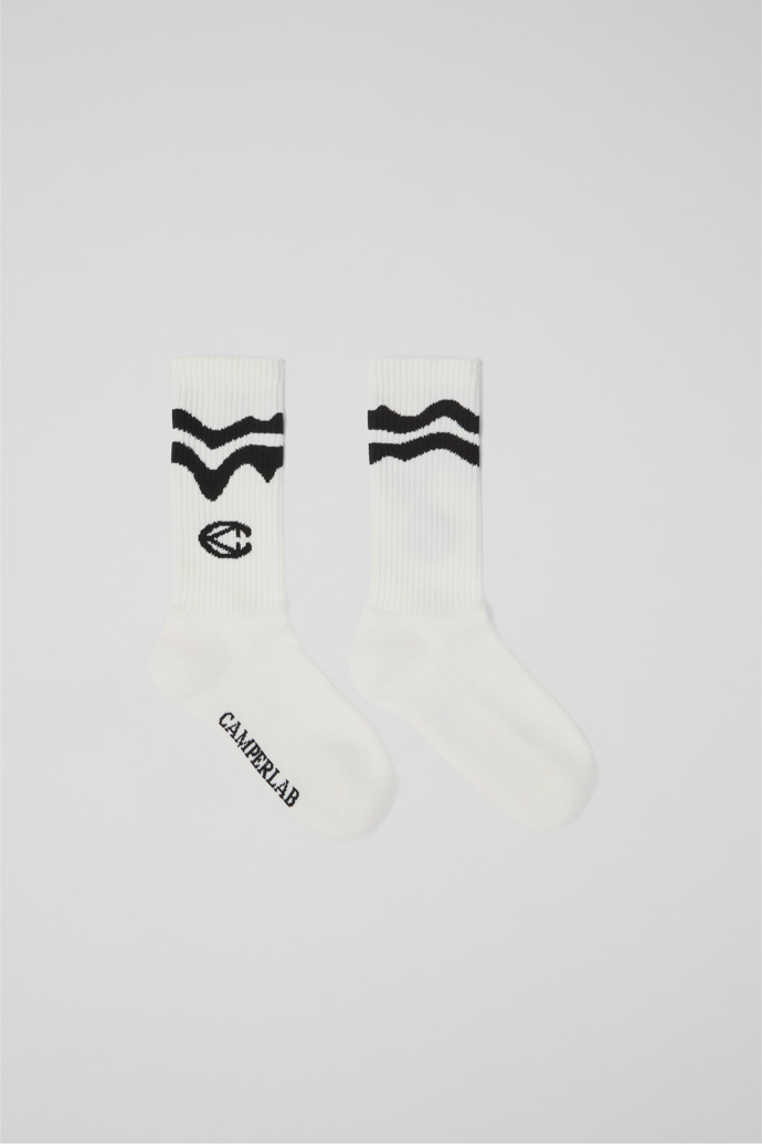 Side view of RCD MALLORCA SOCKS RCD Mallorca Socks in Off White
