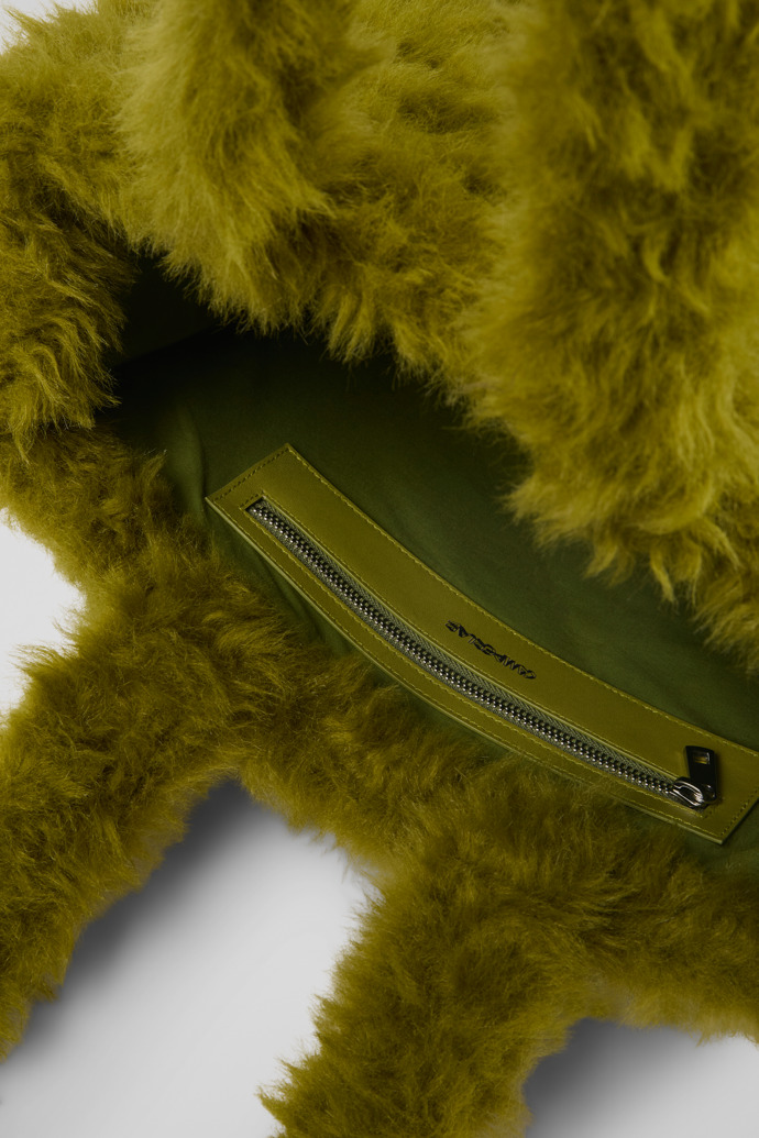 Overhead view of CAMPERLAB BAGS Green textured tote