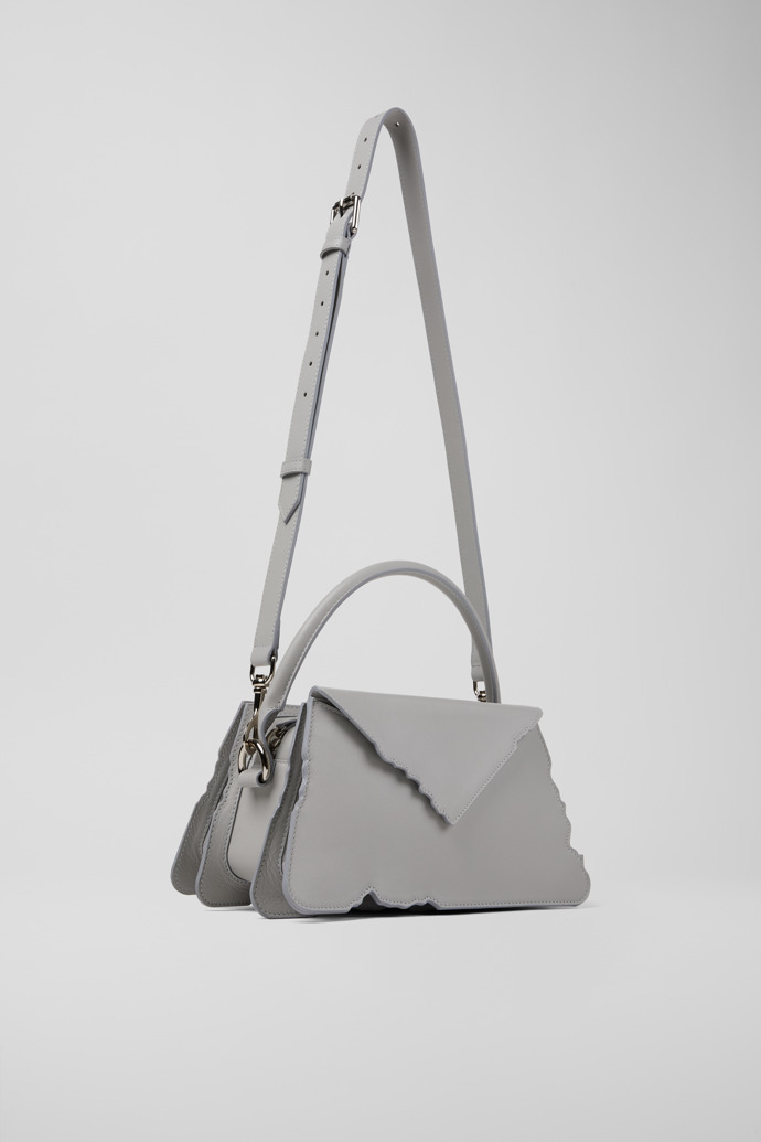 HANURI Bolso de hombro acordeón de piel gris