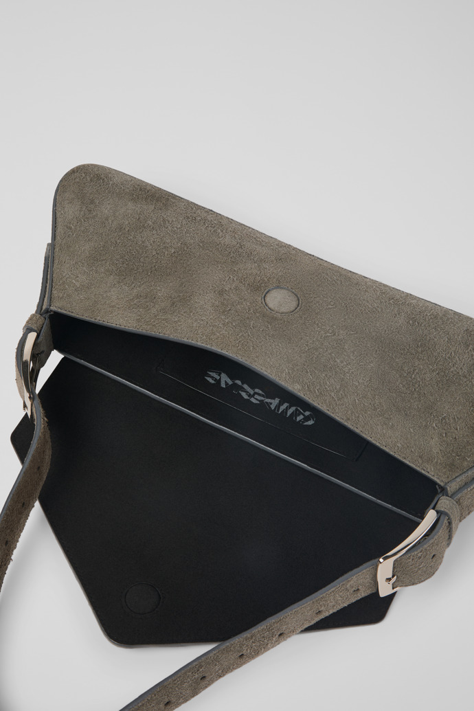 Overhead view of CAMPERLAB BAGS Gray suede handbag