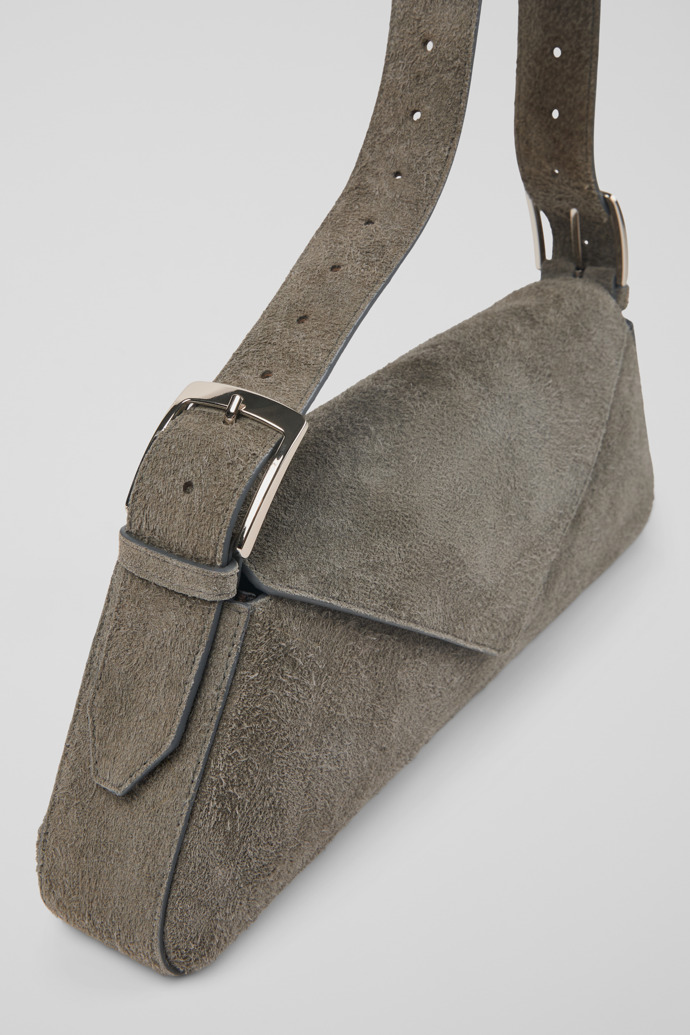 Close-up view of CAMPERLAB BAGS Gray suede handbag