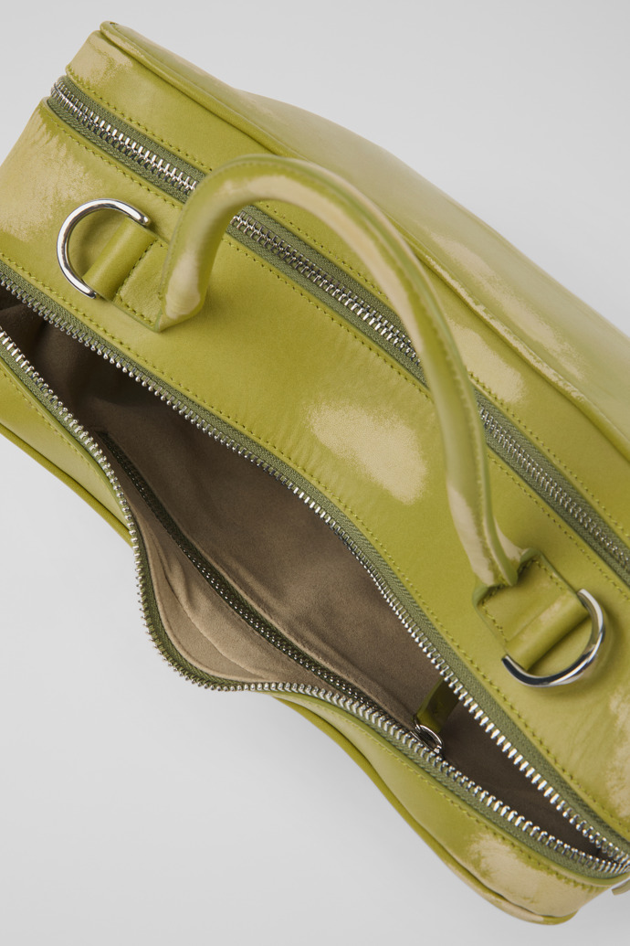 Overhead view of CAMPERLAB BAGS Green leather bag