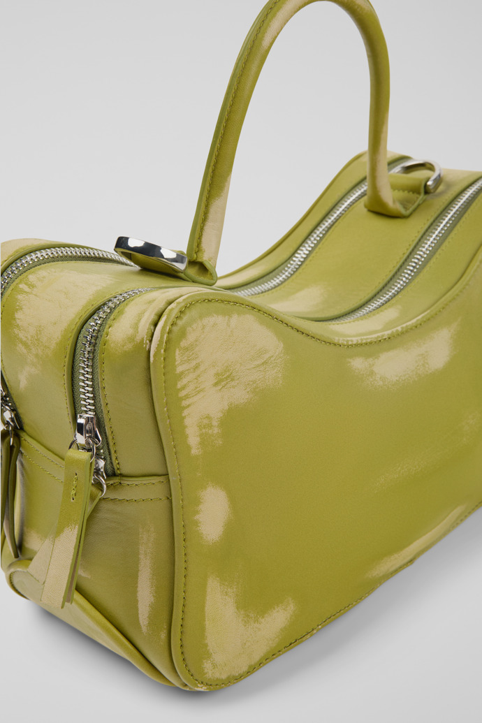Close-up view of CAMPERLAB BAGS Green leather bag