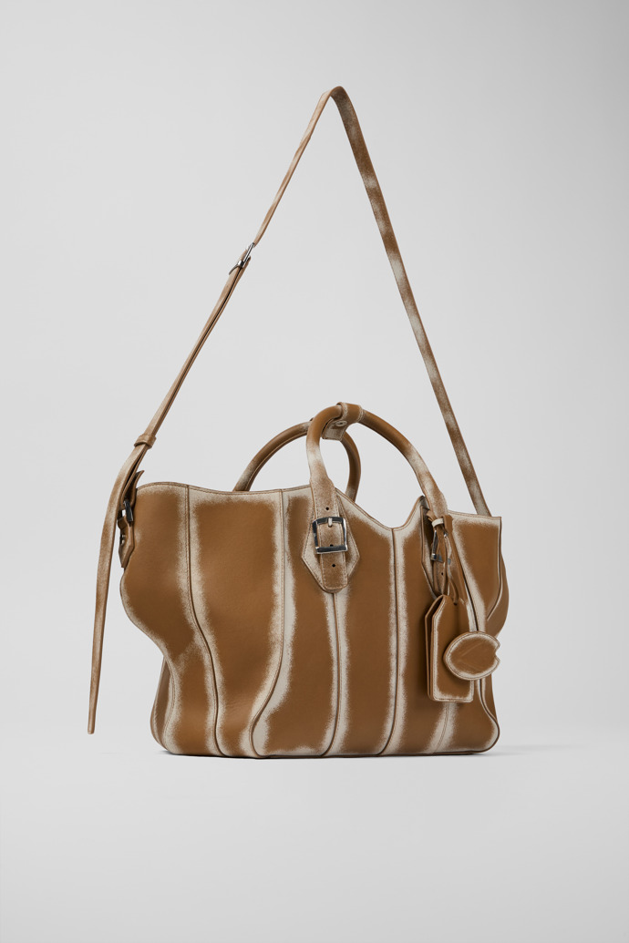 LAUKKU Bossa tipus tote de pell beix i crema