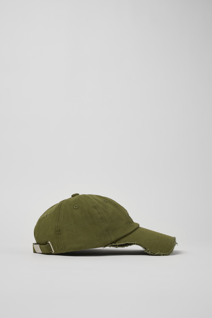 Side view of Cap Green Cotton Cap (One Size)