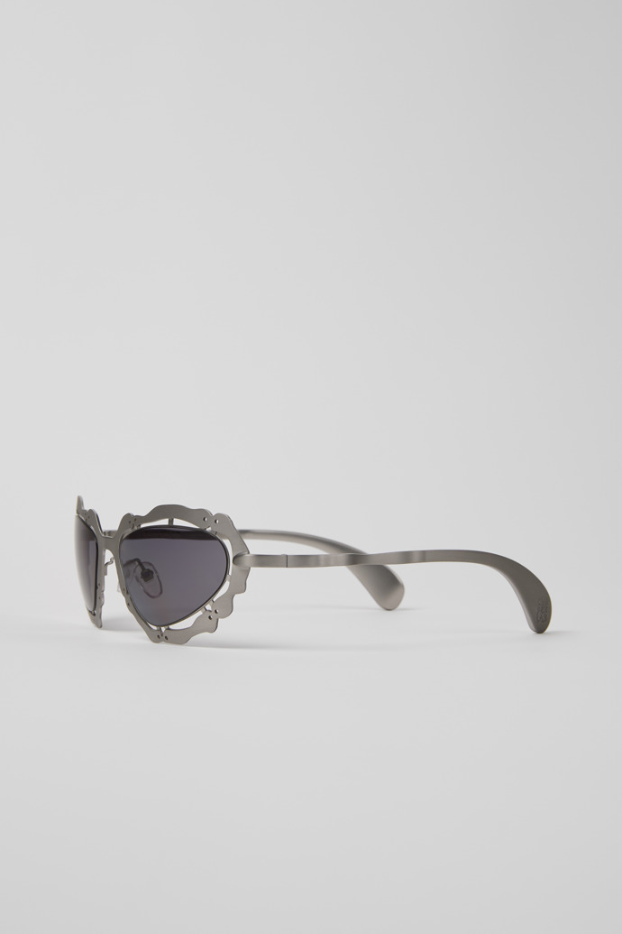 Front view of NOPEA  Sunglasses Silver Brushed NOPEA Metal Sunglasses