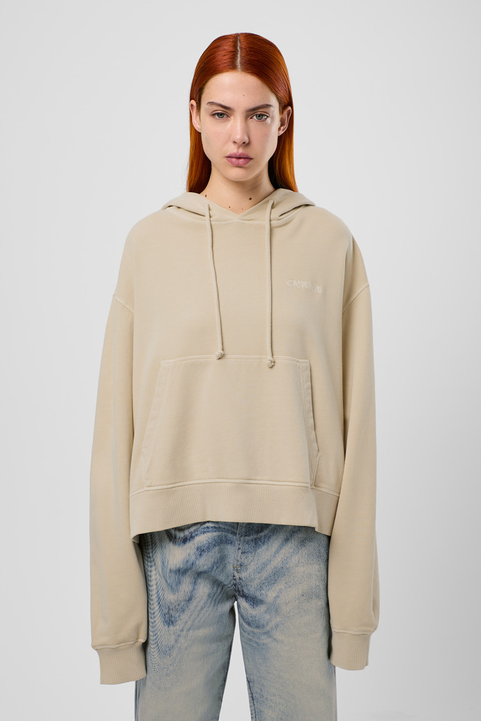 Hoodie Sweat à capuche en coton beige