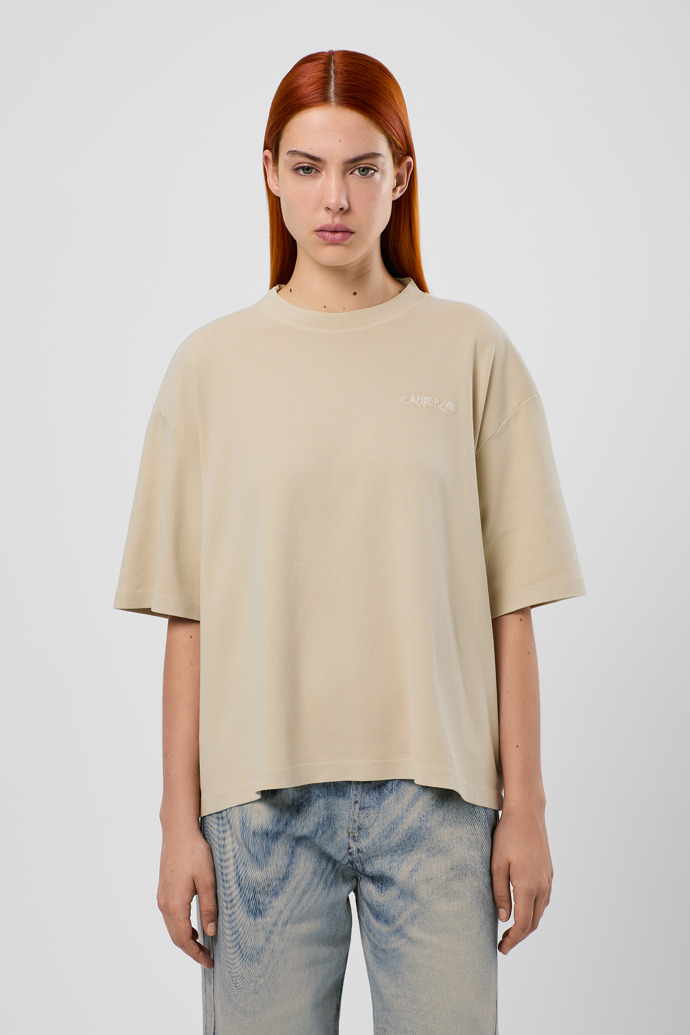 T-Shirt T-shirt en coton beige