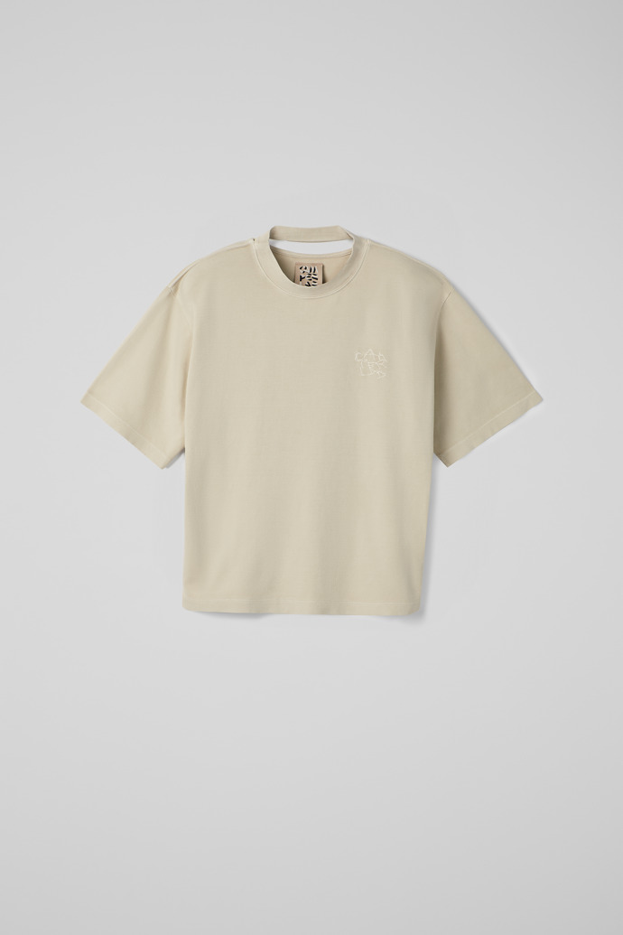 Side view of T-Shirt Beige Organic Cotton T-Shirt