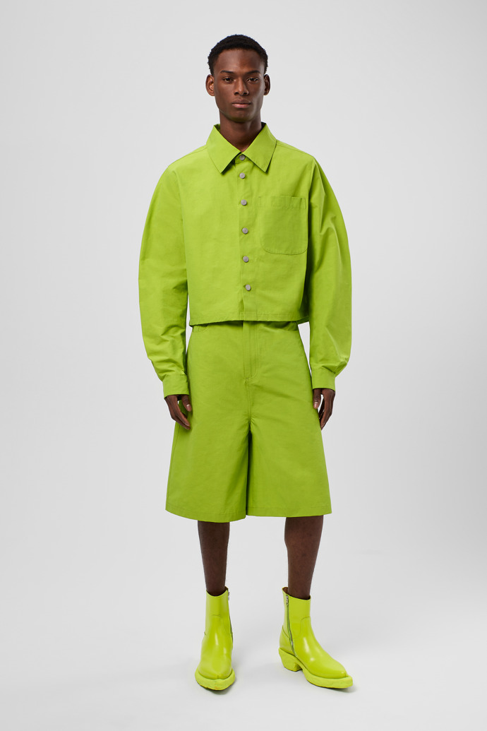 Tech Shorts Pantaló curt de cotó/niló de color verd