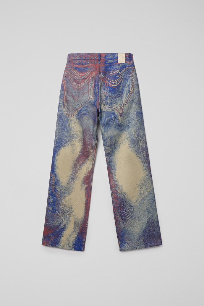 Back view of Denim Jeans Blue-Beige-Red Denim Jeans