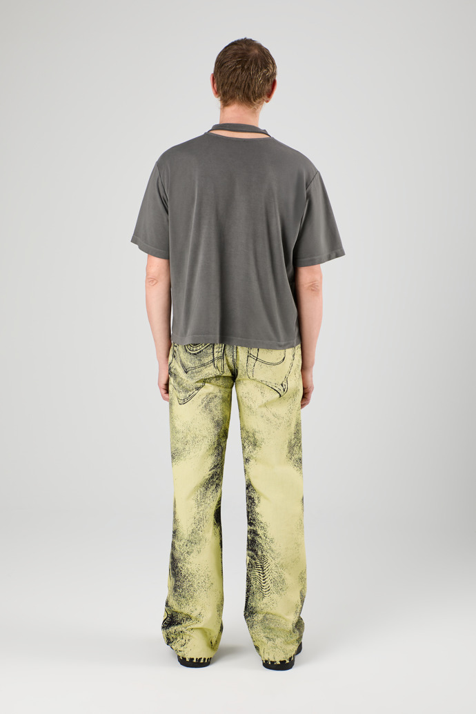 Denim Jeans Yellow-Black Distorted Print Denim Jeans