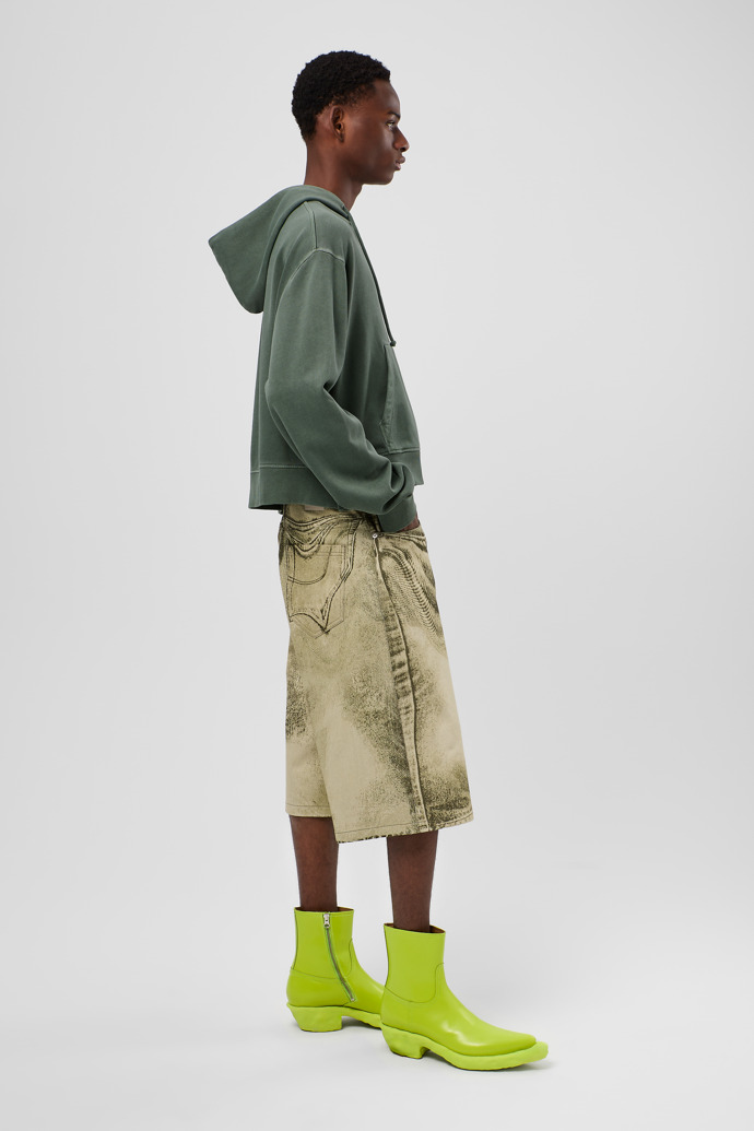Denim Shorts Black-Green Denim Shorts