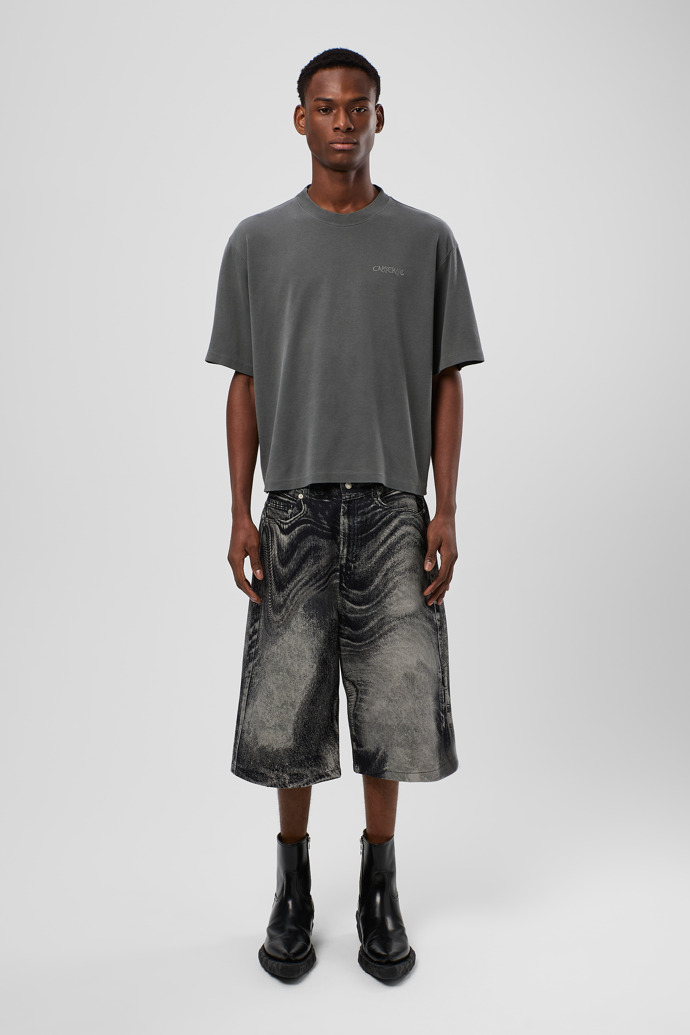 Denim Shorts Pantaloncini in denim grigio-nero