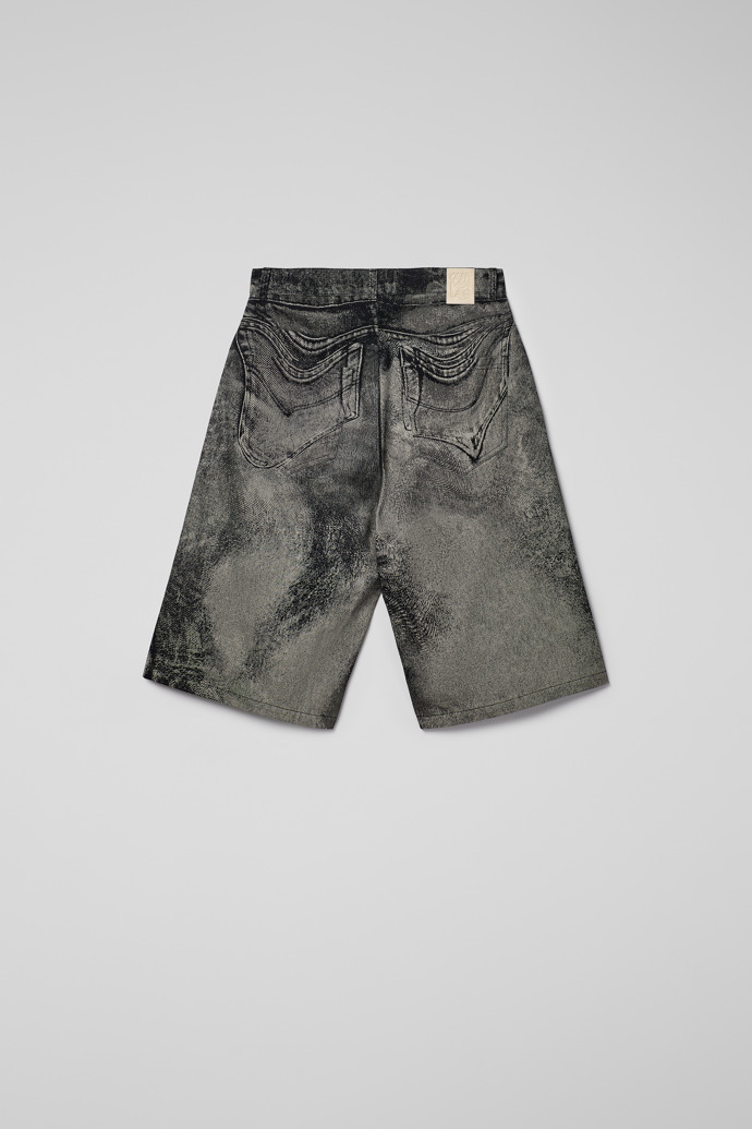Back view of Denim Shorts Black-Grey Denim Shorts