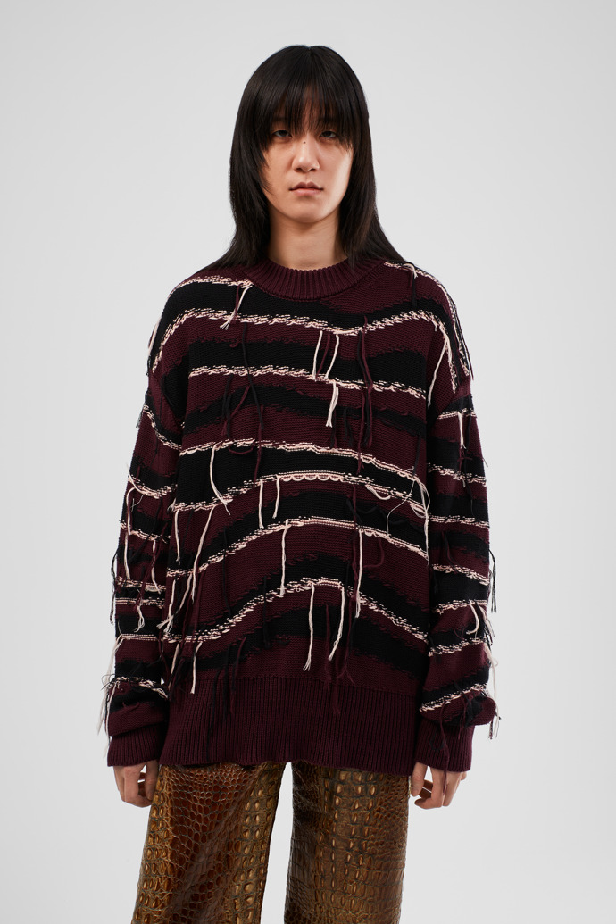 Melange Knit Sweater Maglione Marrone in Cotone Organico