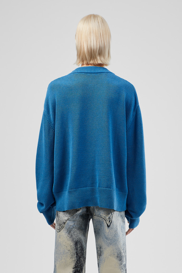 Melange Knit Sweater Gemêleerde blauwe gebreide trui