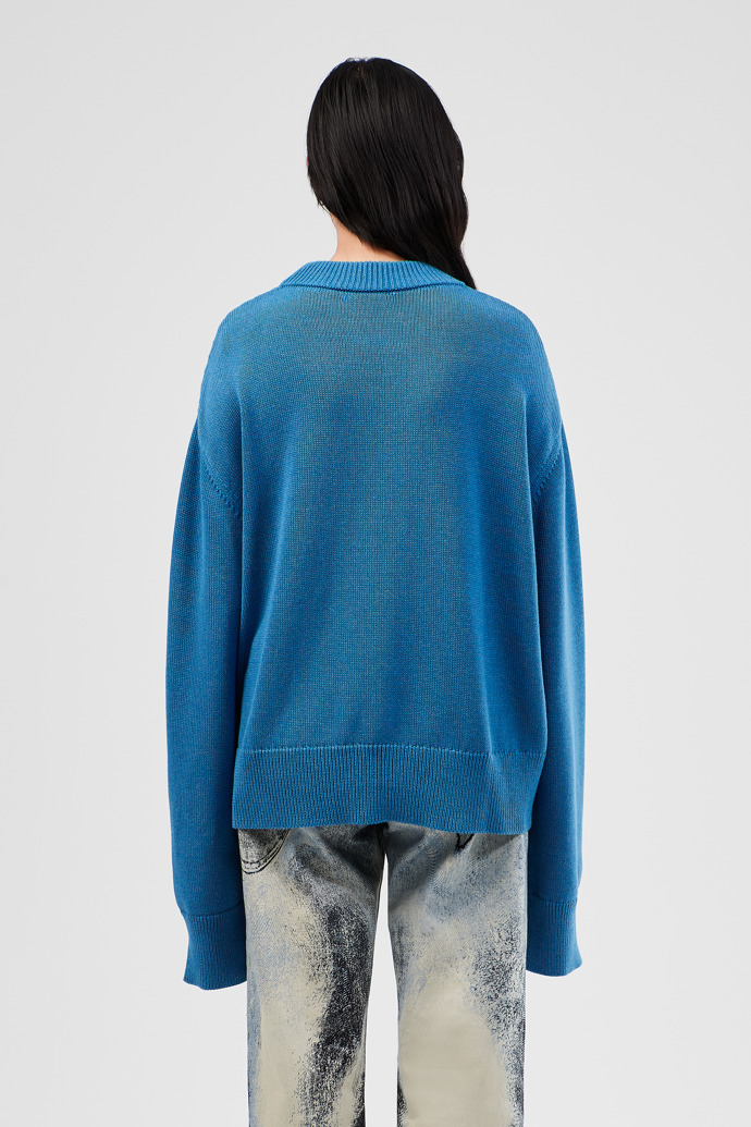 Melange Knit Sweater Pull bleu en tricot chiné