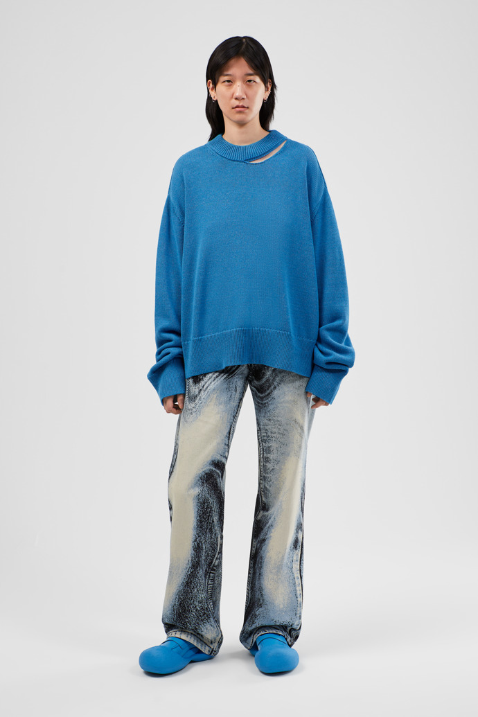 Melange Knit Sweater Blue Melange Knit Sweater