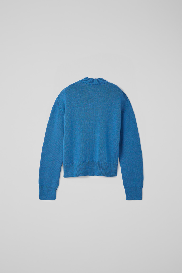 Back view of Melange Knit Sweater Blue Melange Knit Sweater