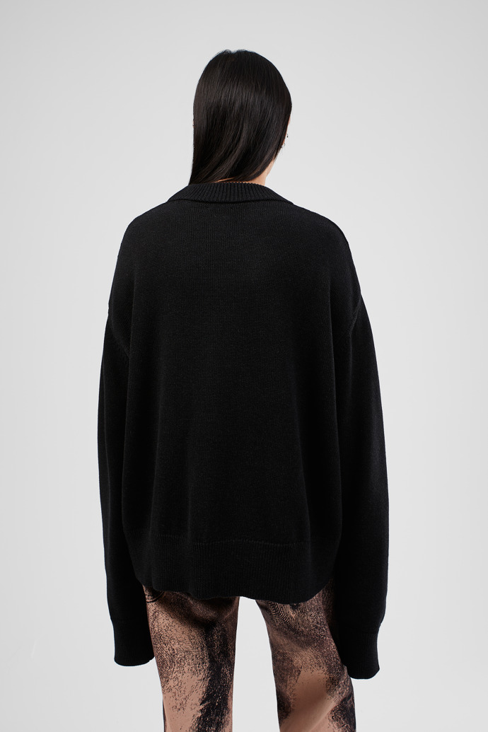 Melange Knit Sweater Pull noir en tricot chiné