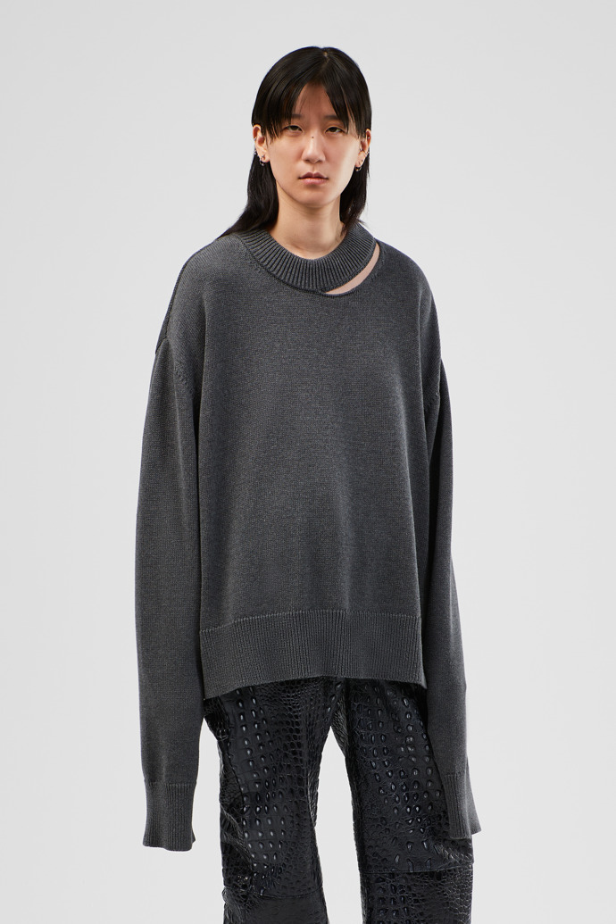 Melange Knit Sweater Pull gris en tricot chiné