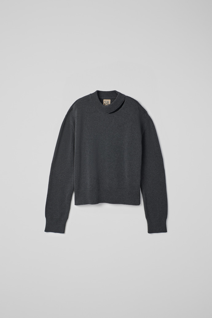 Melange Knit Sweater Pull gris en tricot chiné