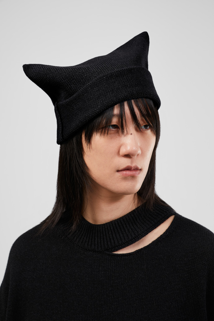 Knit Hat Black Melange Knit Hat (One Size)