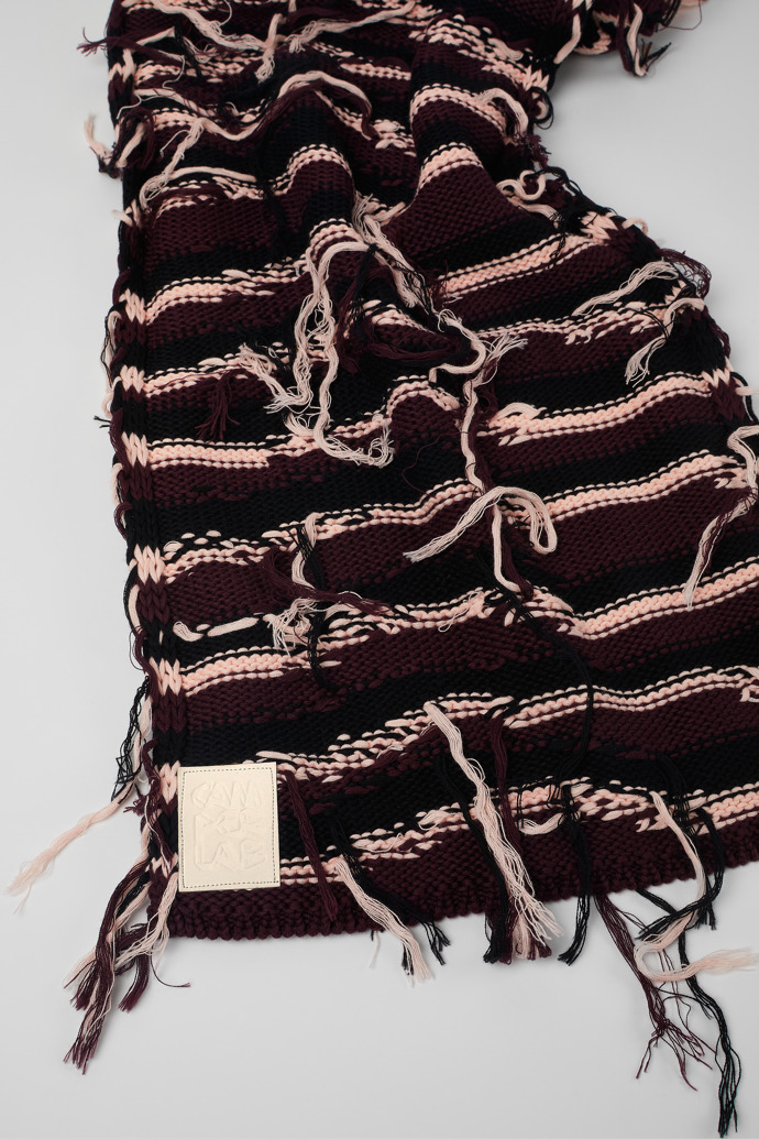 Knit Scarf Καφέ πλεκτό κασκόλ intarsia