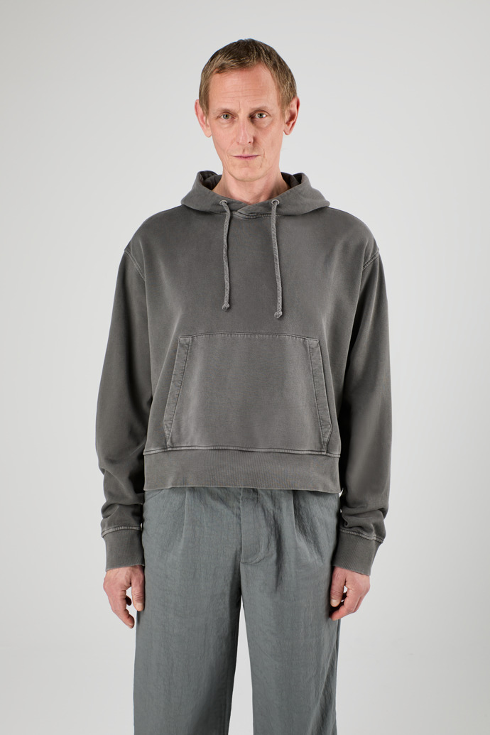 Hoodie Vervaagd zwarte mineral-dye boxy hoodie