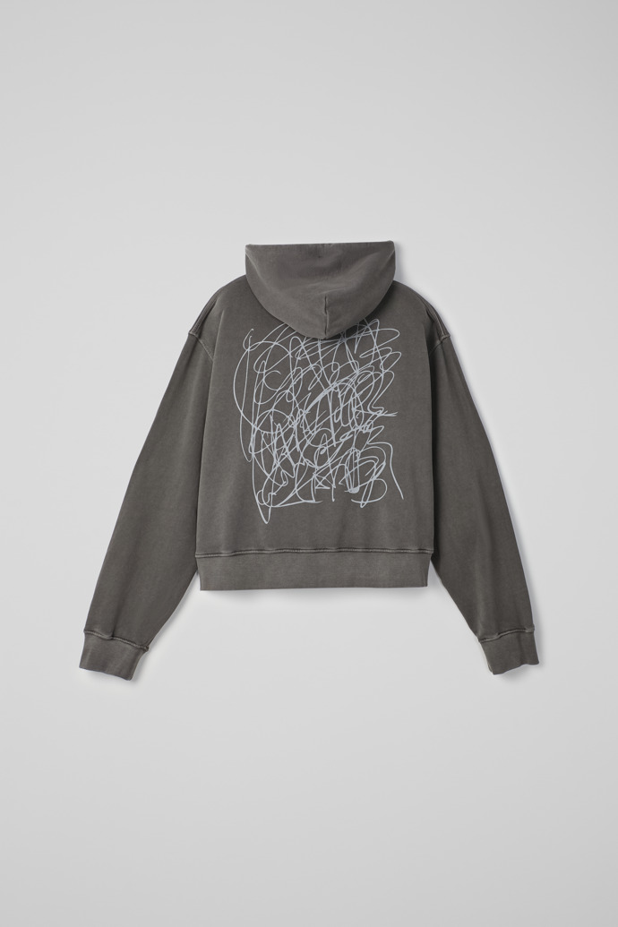 Hoodie Sudadera con capucha negra desteñida de ajuste cuadrado y teñido mineral