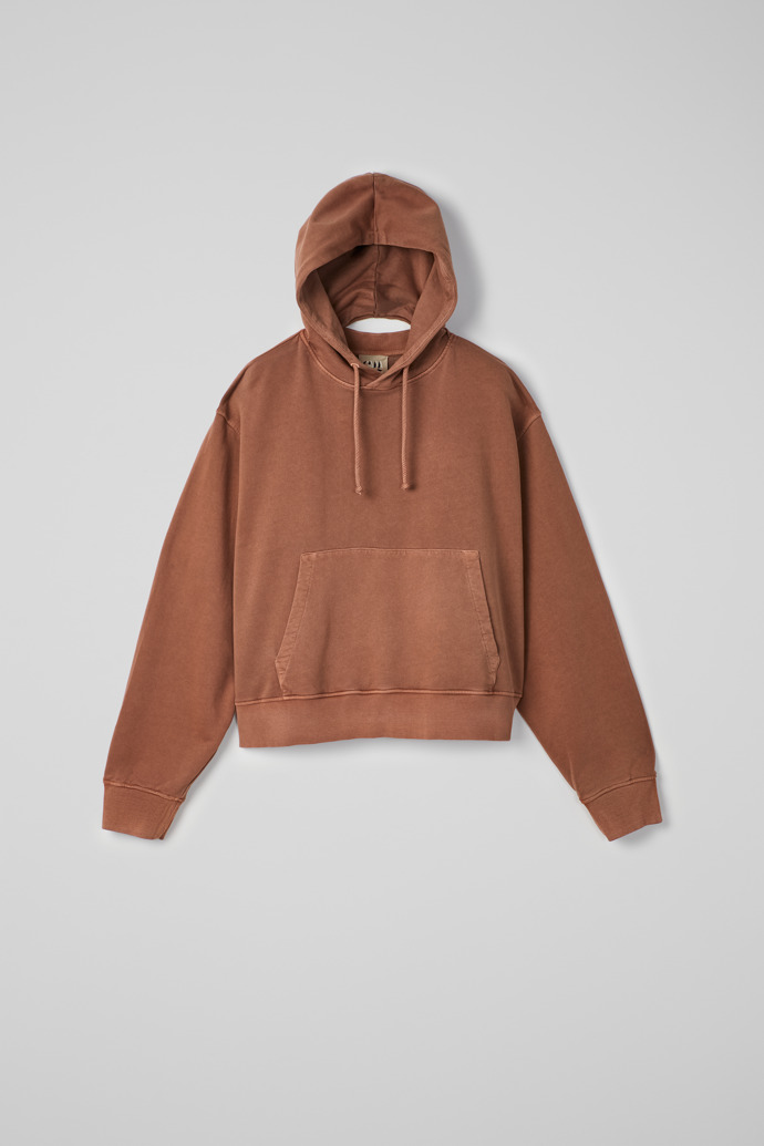 Hoodie Sweat-shirt à capuche Terracotta à coupe carrée et teinture minérale