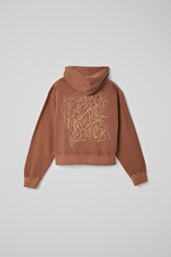 Hoodie Felpa con cappuccio squadrata con tintura minerale terracotta