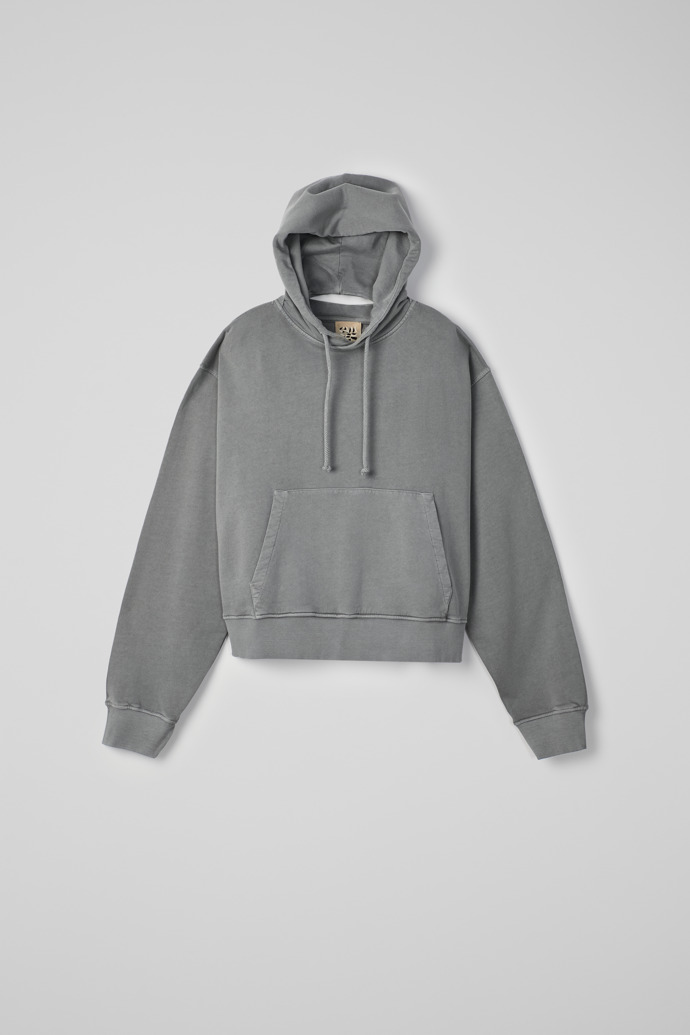 Side view of Hoodie Gray Mineral Dye Boxy Hoodie