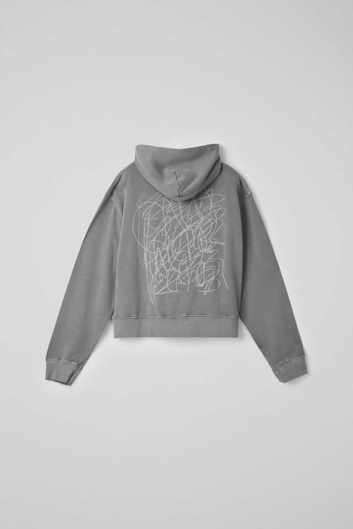 Hoodie Felpa con cappuccio squadrata con tintura minerale grigia