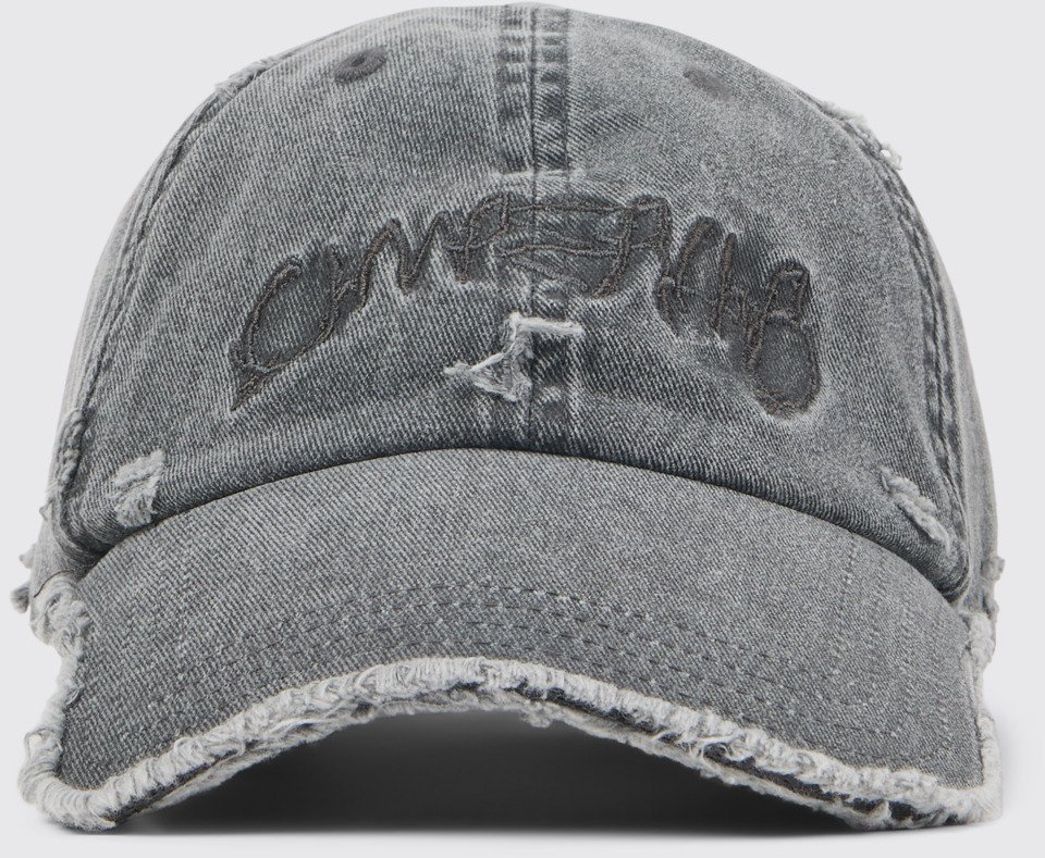 CAMPERLAB CAP Boné preto com acabamento degradado, desbotado e distorcido